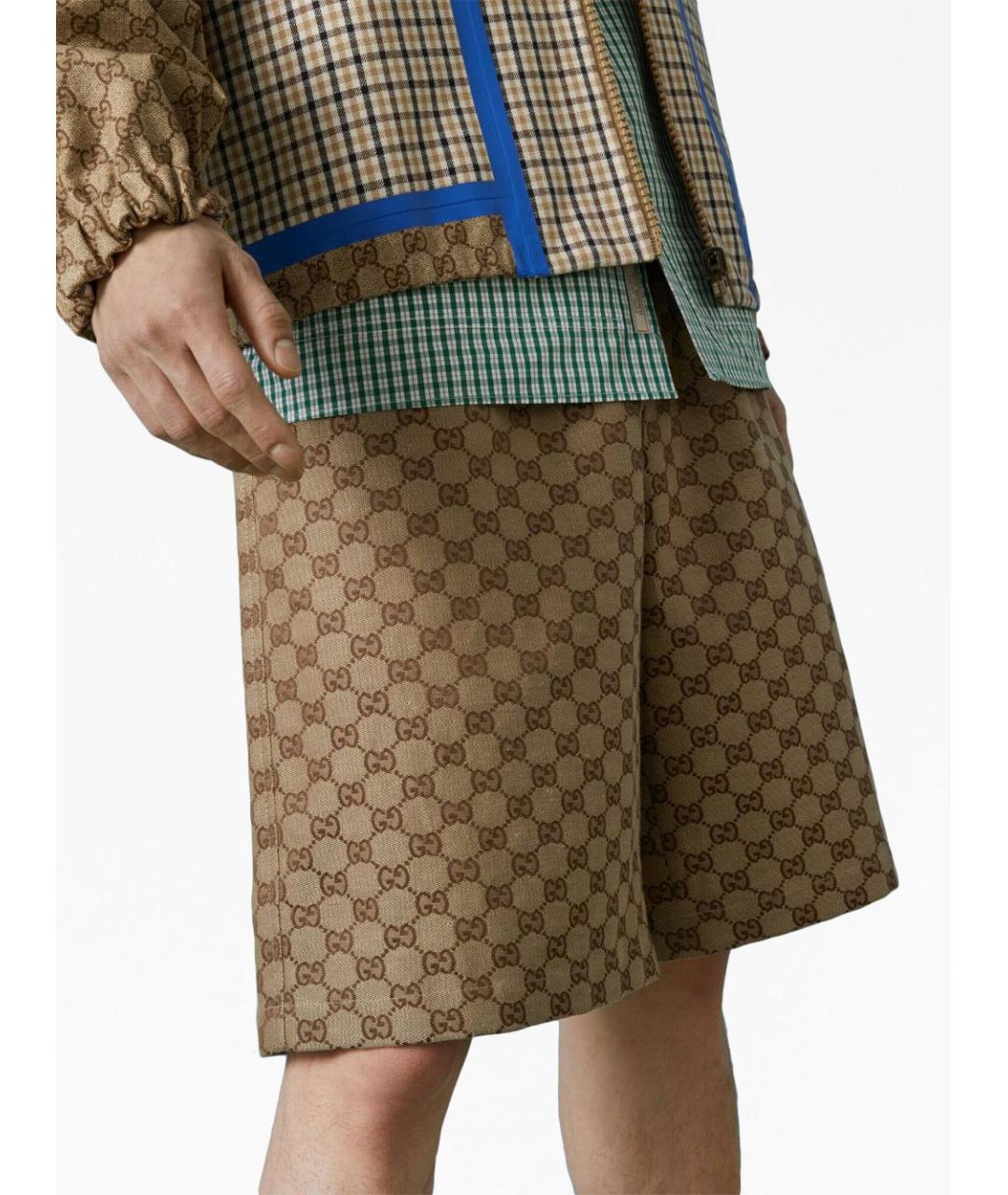 GUCCI Коричневые льняные шорты, фото 4