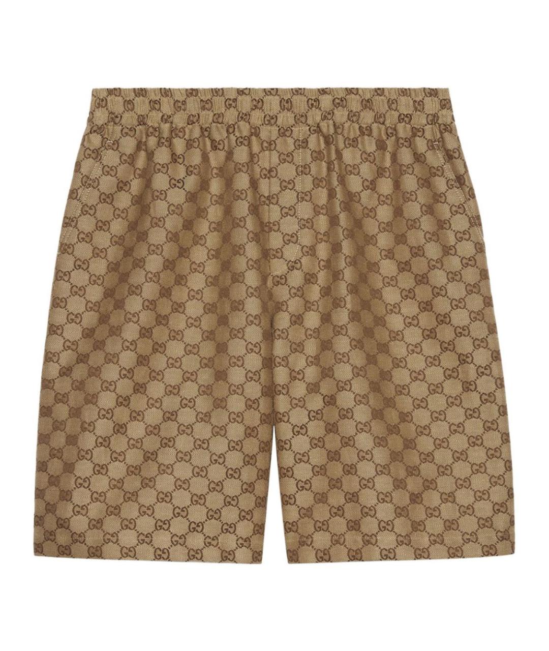 GUCCI Коричневые льняные шорты, фото 1
