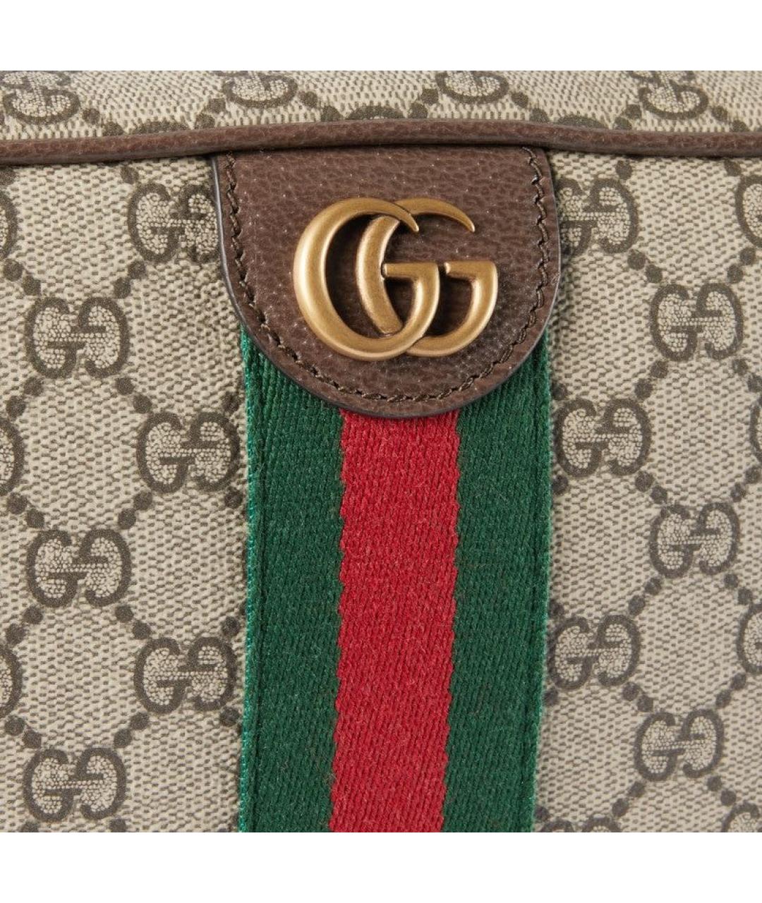 GUCCI Бежевая сумка на плечо из канвы, фото 3