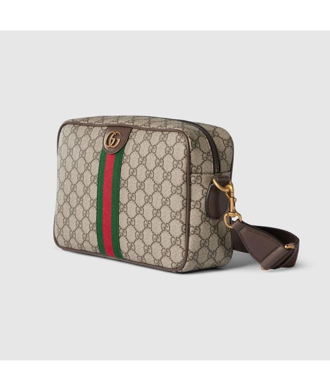 GUCCI Бежевая сумка на плечо из канвы, фото 2