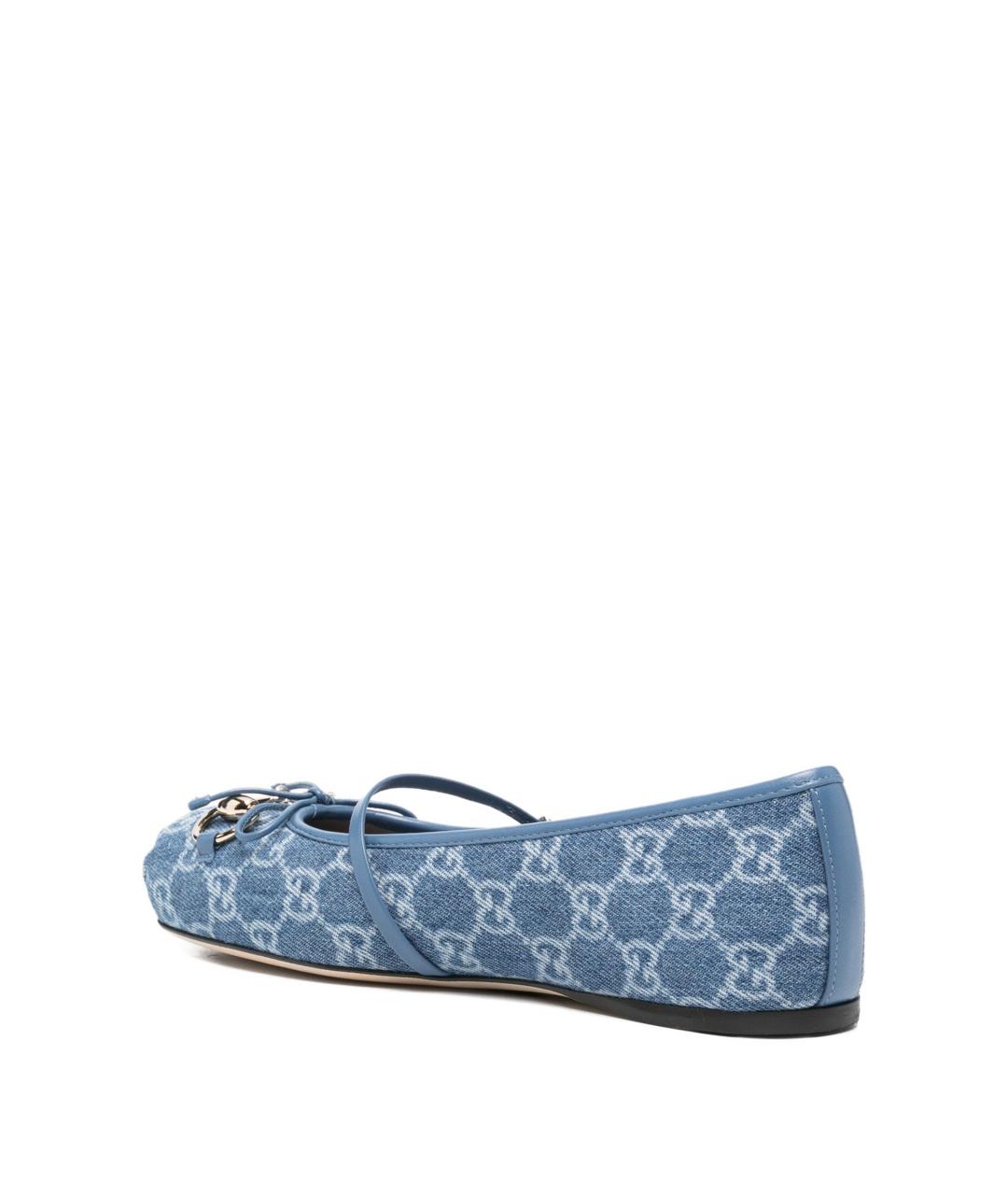 GUCCI Голубые текстильные балетки, фото 3