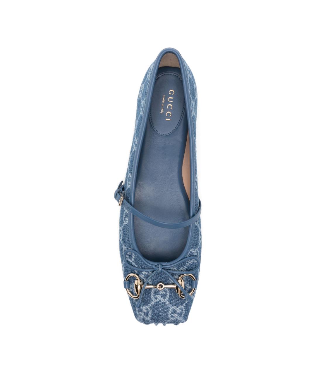GUCCI Голубые текстильные балетки, фото 4