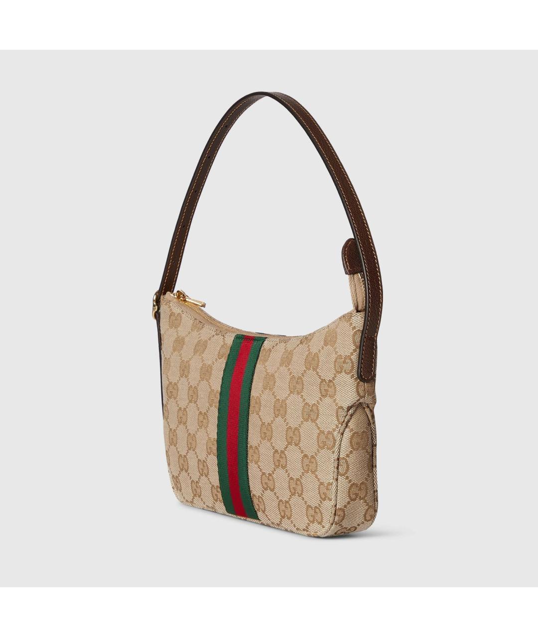 GUCCI Бежевая сумка на плечо из канвы, фото 2