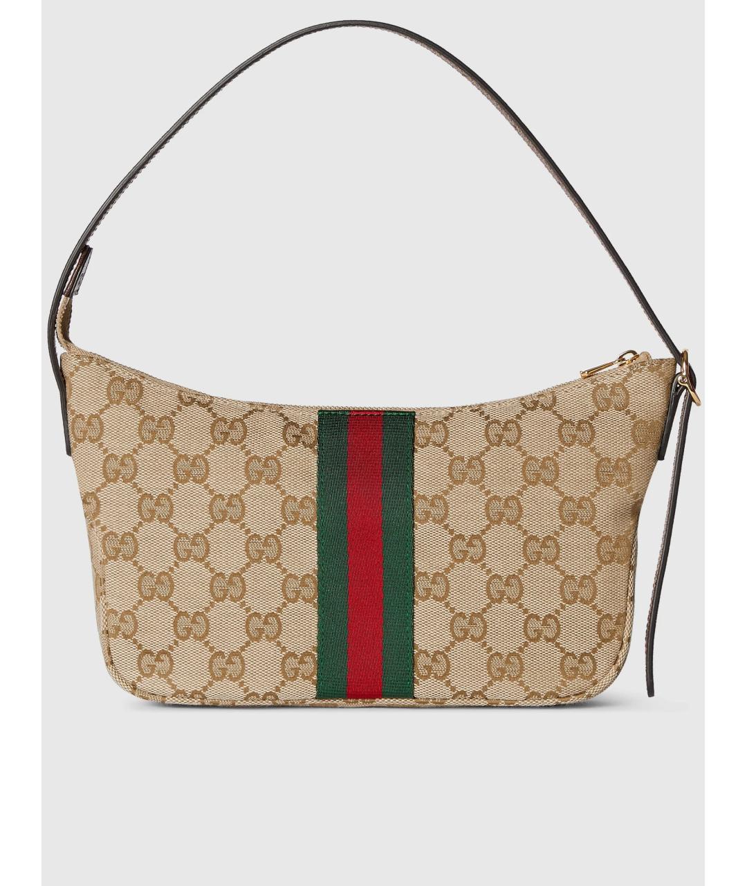 GUCCI Бежевая сумка на плечо из канвы, фото 5