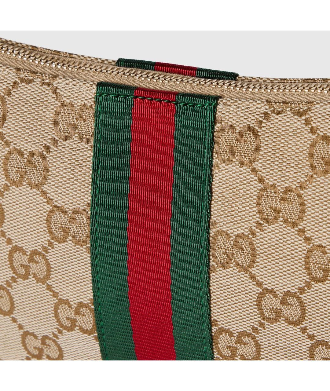GUCCI Бежевая сумка на плечо из канвы, фото 3