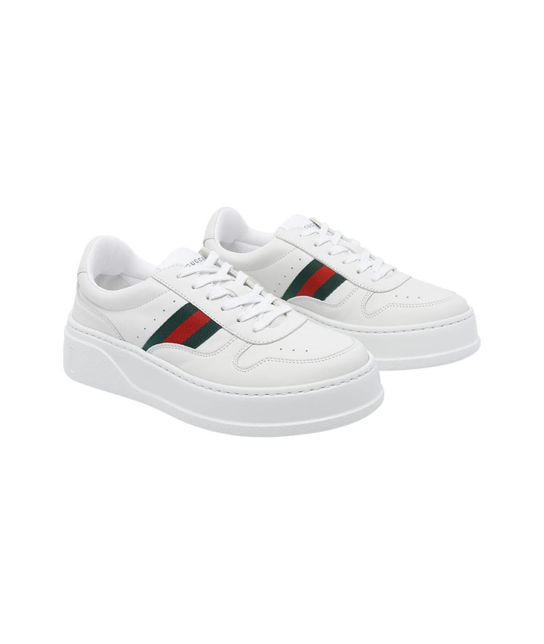 GUCCI Белые кожаные кроссовки, фото 2