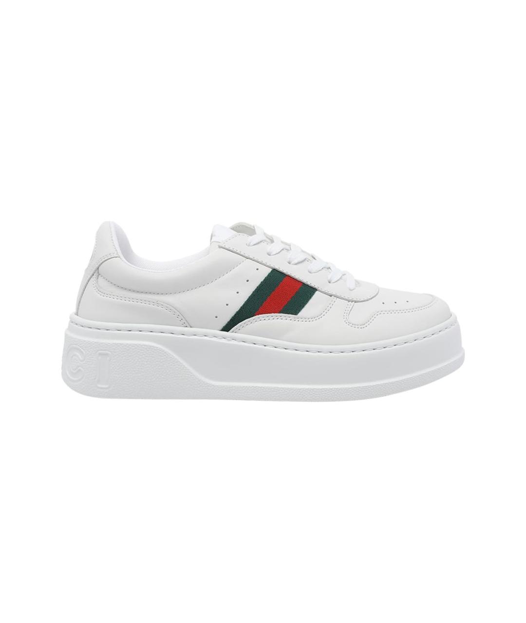 GUCCI Белые кожаные кроссовки, фото 5