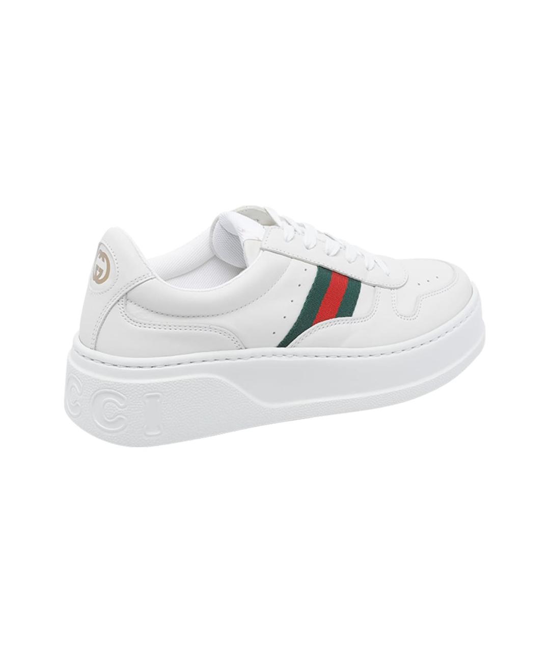 GUCCI Белые кожаные кроссовки, фото 3