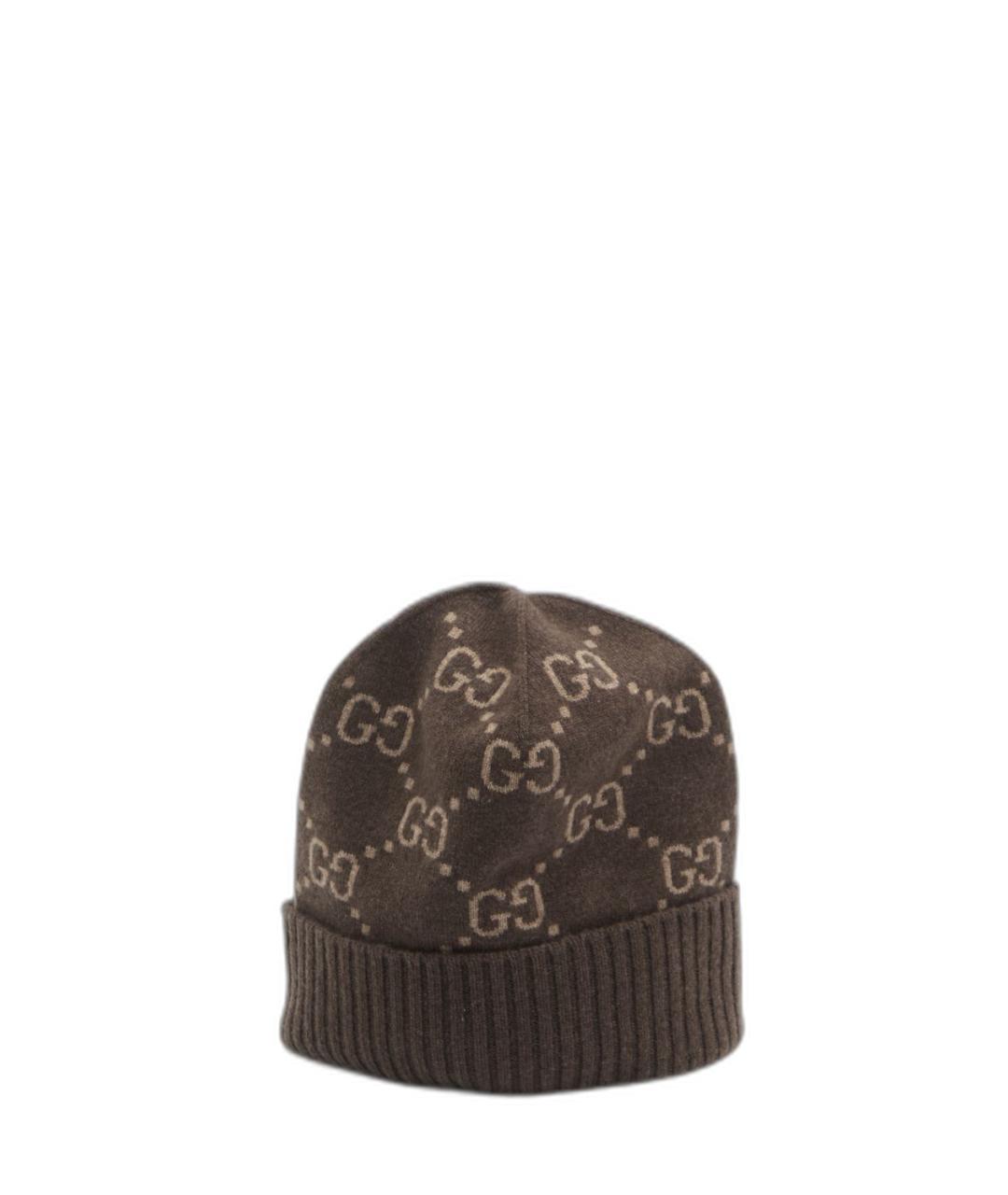 GUCCI Коричневая кашемировая шапка, фото 1