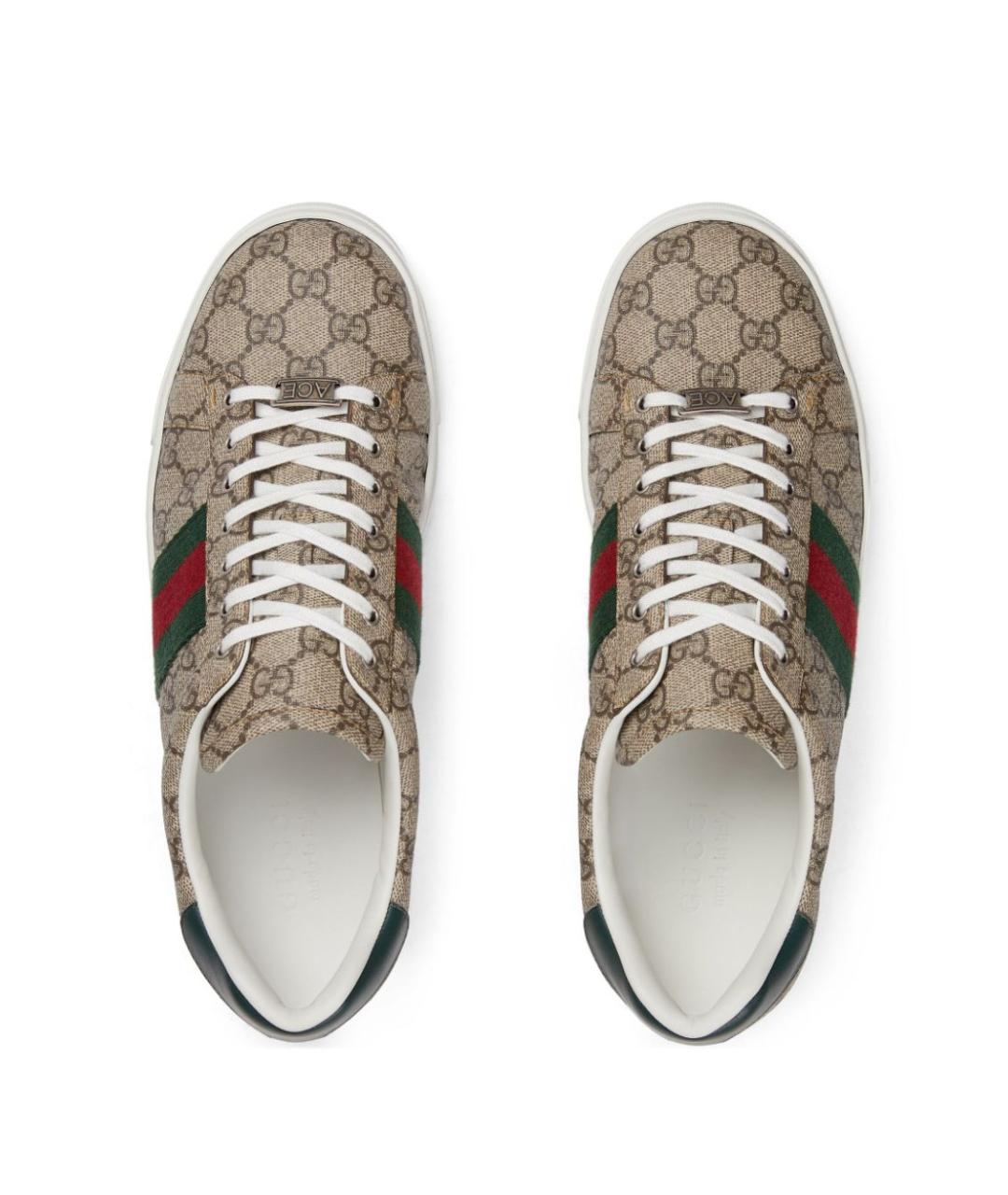 GUCCI Бежевые текстильные низкие кроссовки / кеды, фото 3