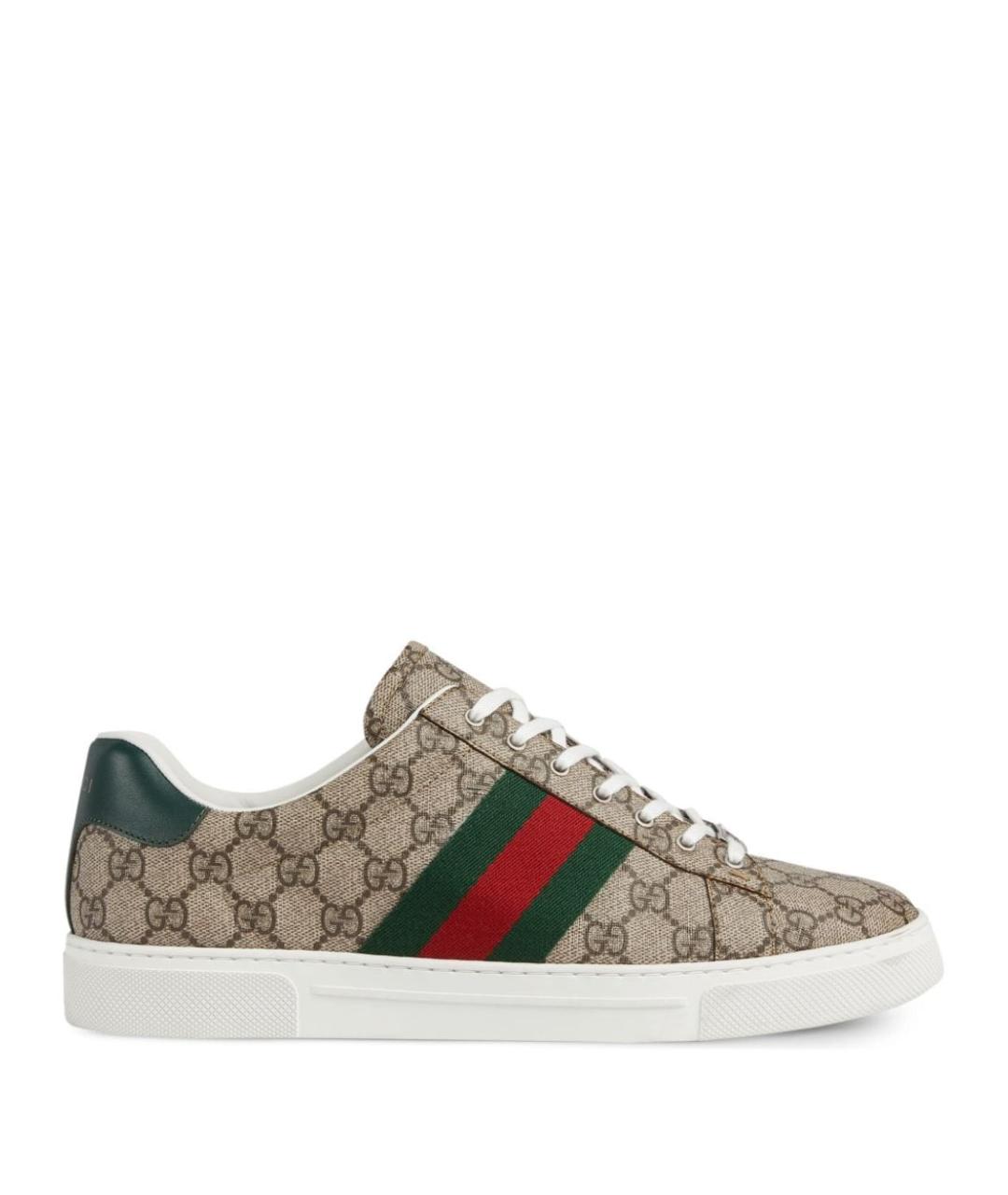 GUCCI Бежевые текстильные низкие кроссовки / кеды, фото 1