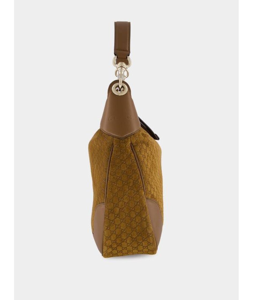 GUCCI Коричневая замшевая сумка с короткими ручками, фото 3