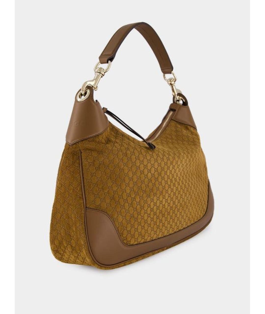 GUCCI Коричневая замшевая сумка с короткими ручками, фото 2