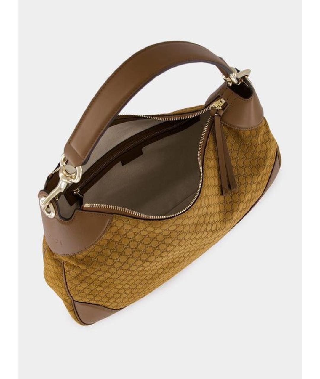 GUCCI Коричневая замшевая сумка с короткими ручками, фото 4