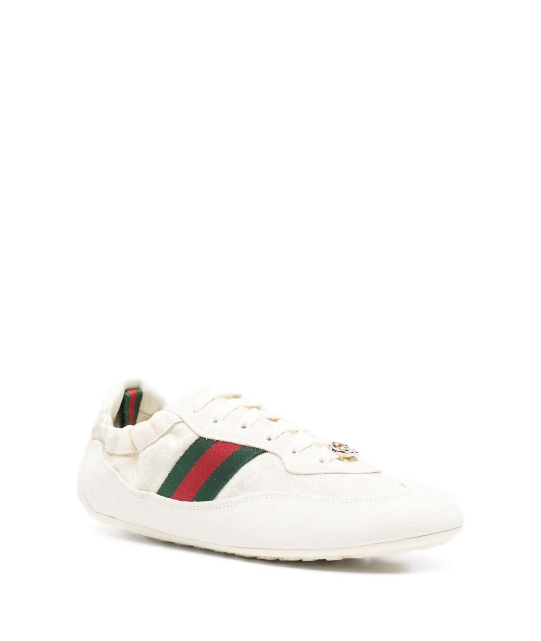 GUCCI Белые замшевые кроссовки, фото 4