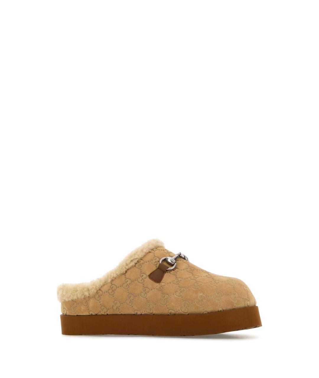 GUCCI Бежевые замшевые шлепанцы, фото 2