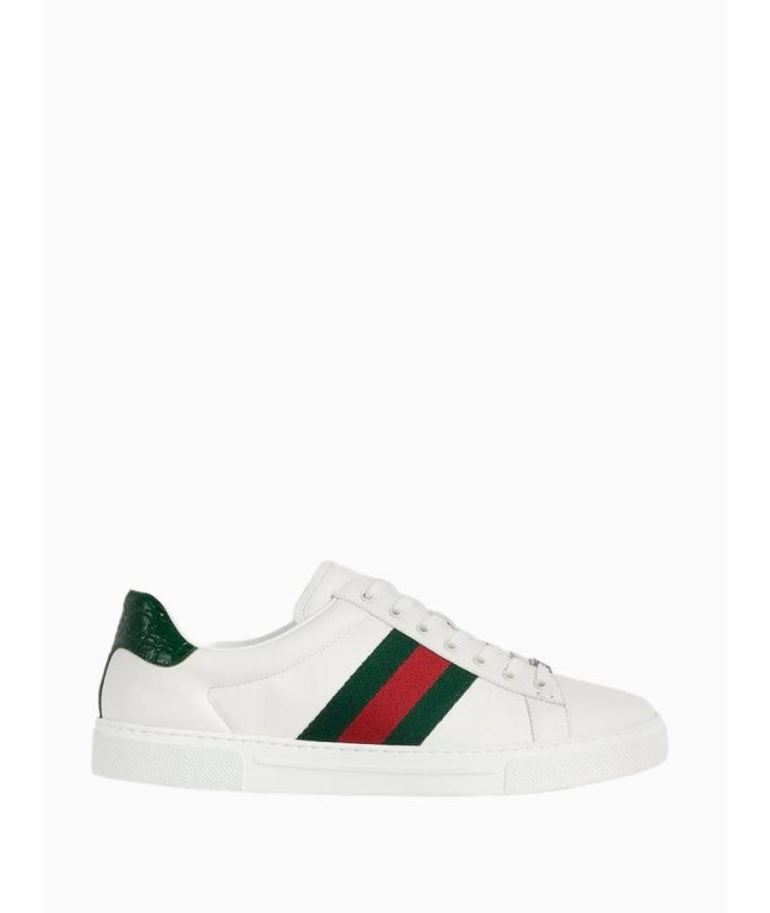 GUCCI Белые кожаные низкие кроссовки / кеды, фото 6
