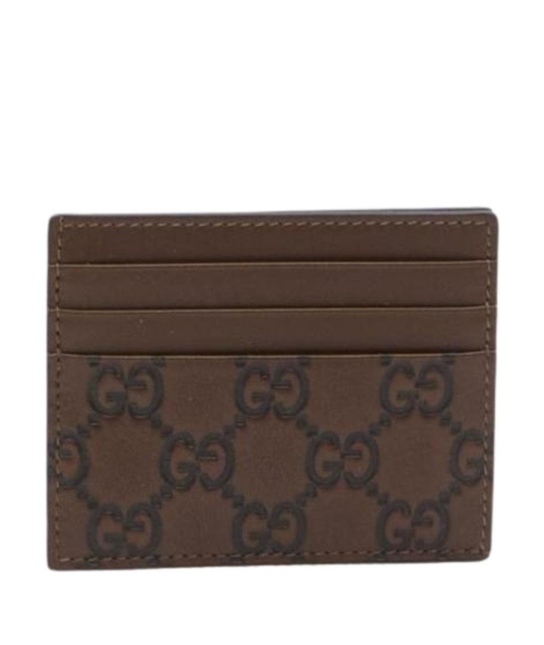 GUCCI Коричневый кожаный кардхолдер, фото 1