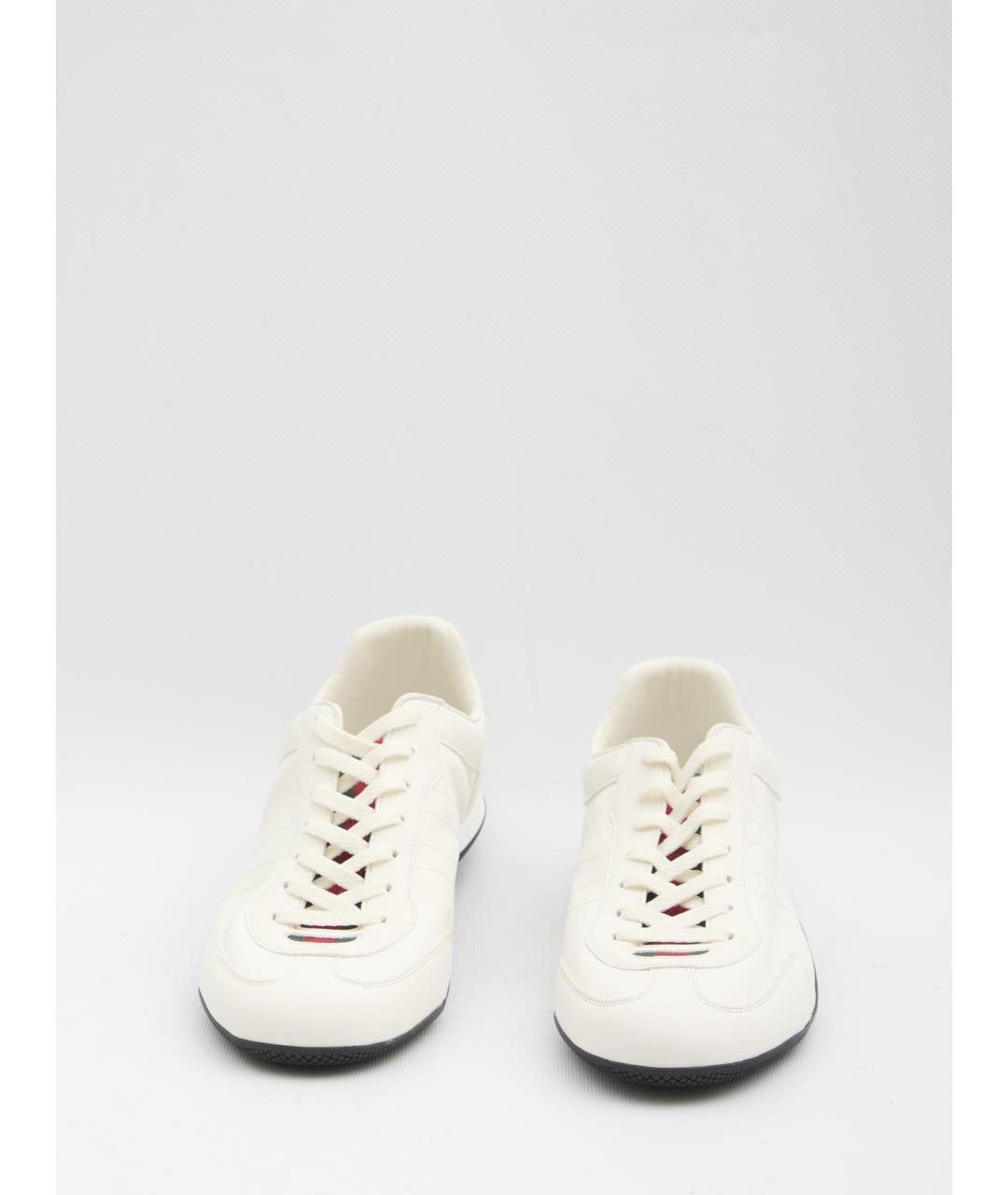 GUCCI Белые кожаные низкие кроссовки / кеды, фото 4