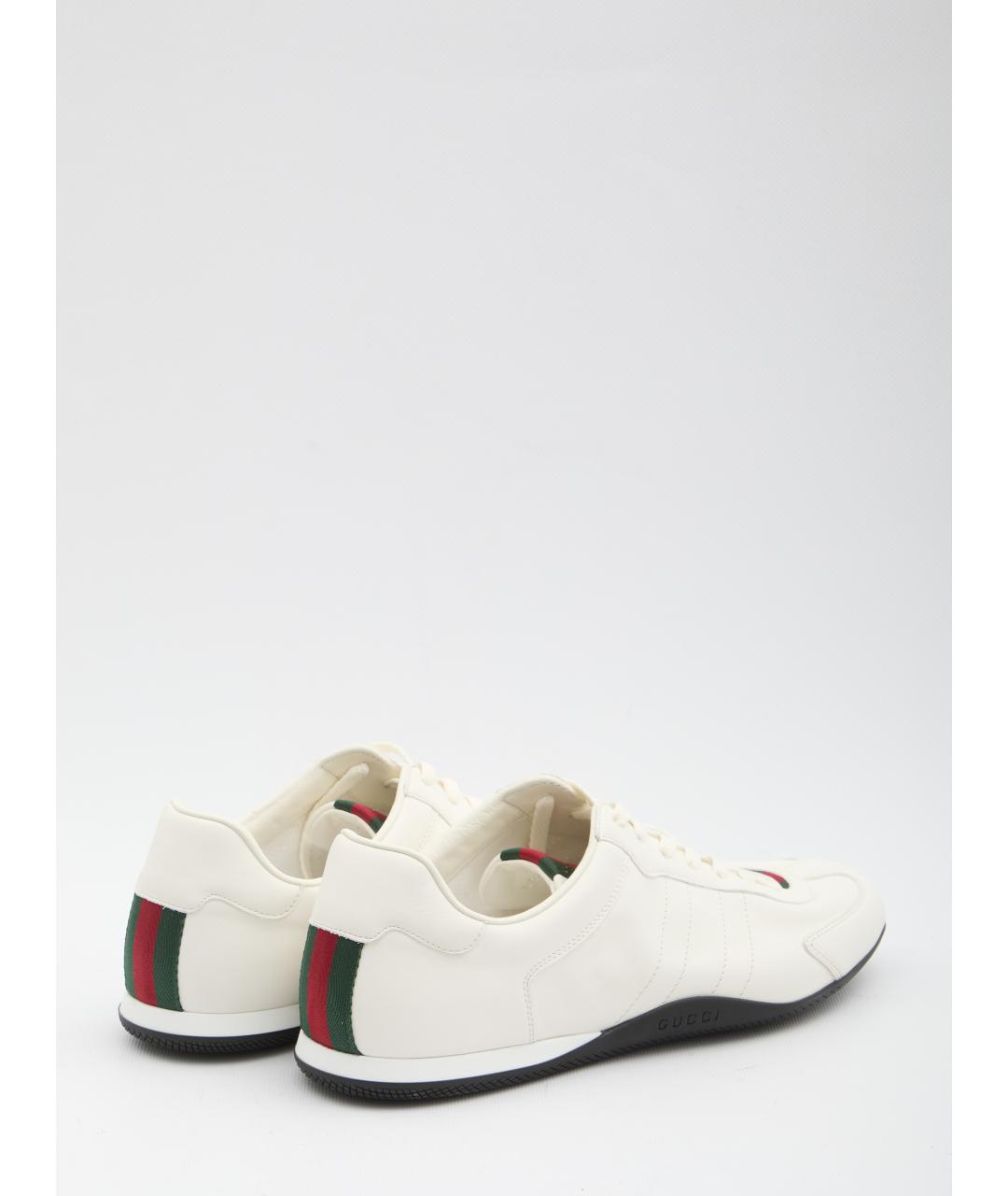 GUCCI Белые кожаные низкие кроссовки / кеды, фото 2