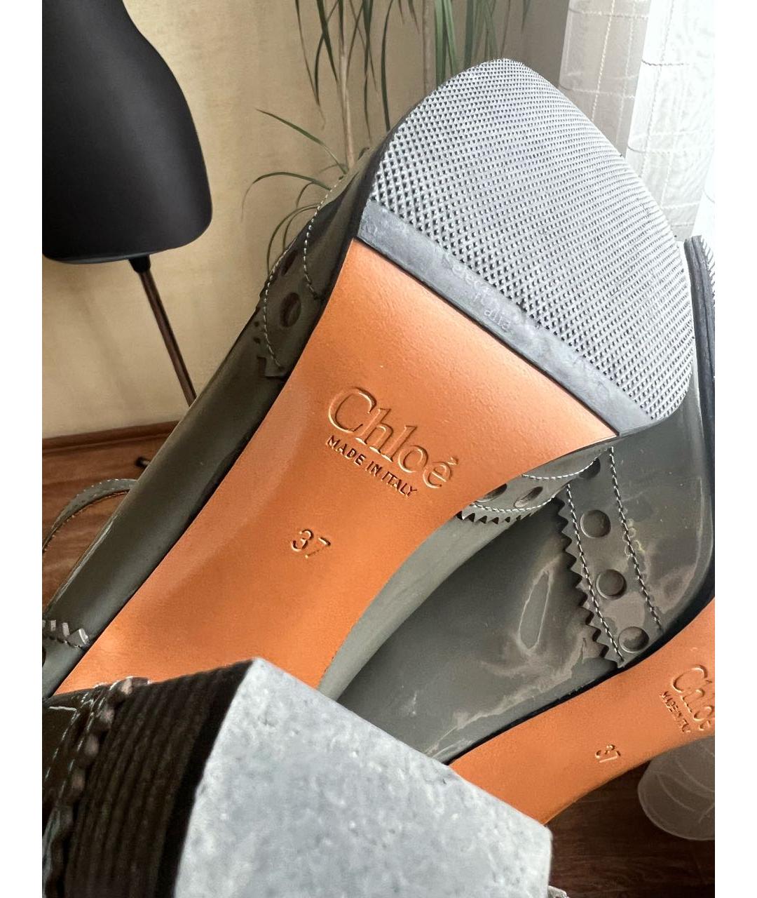 CHLOE Серые туфли из лакированной кожи, фото 7