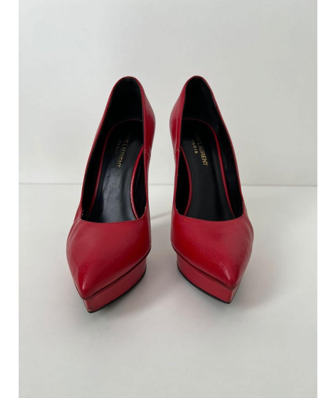 SAINT LAURENT Красные кожаные туфли, фото 2