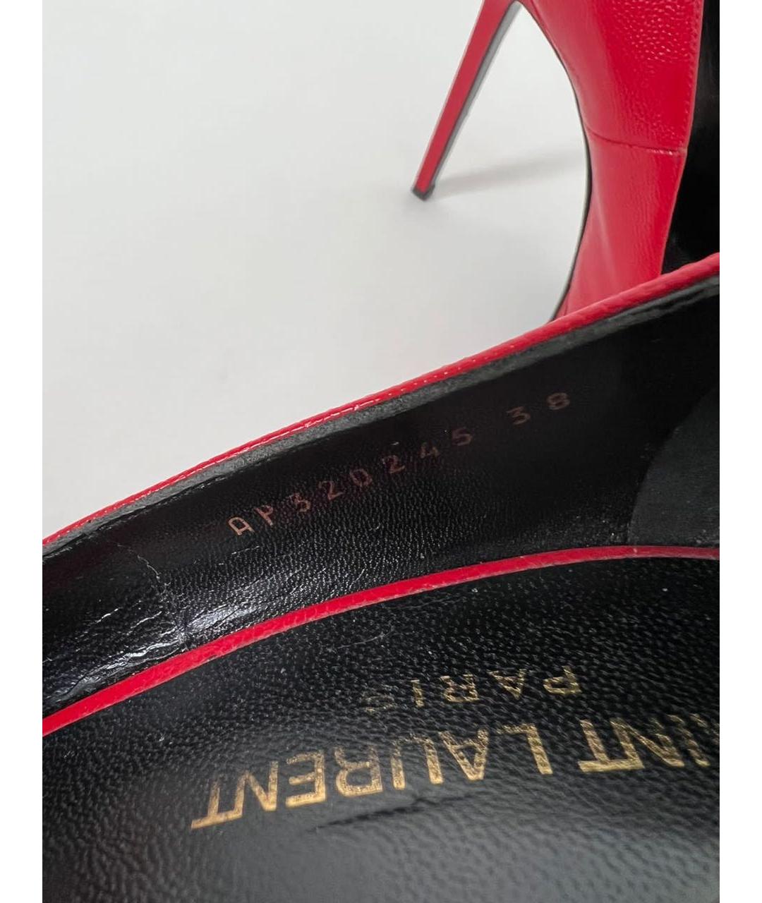 SAINT LAURENT Красные кожаные туфли, фото 8