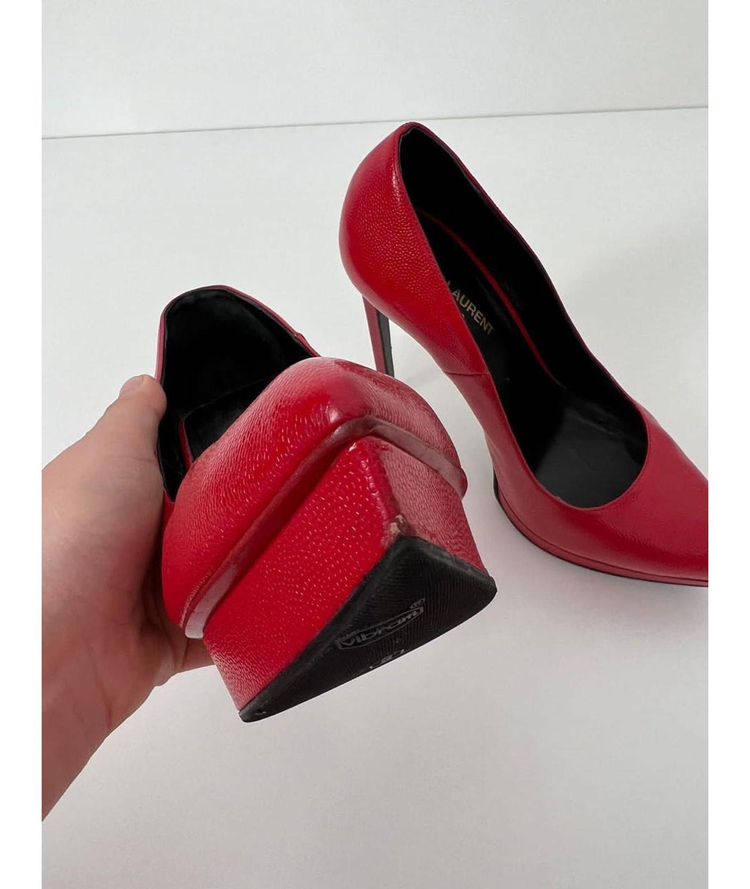SAINT LAURENT Красные кожаные туфли, фото 7