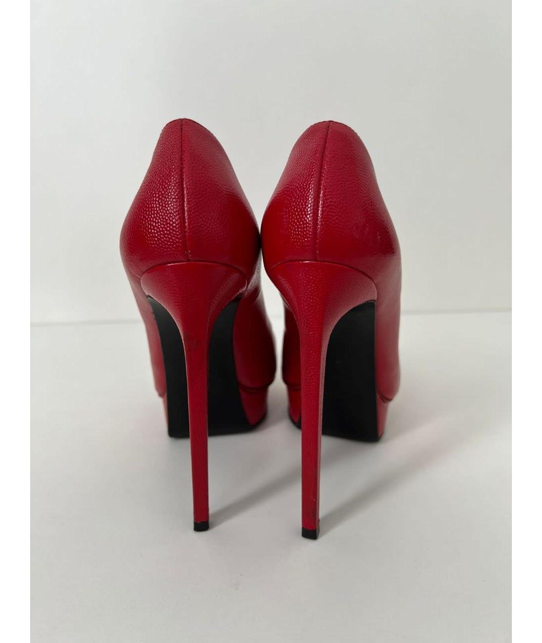 SAINT LAURENT Красные кожаные туфли, фото 4