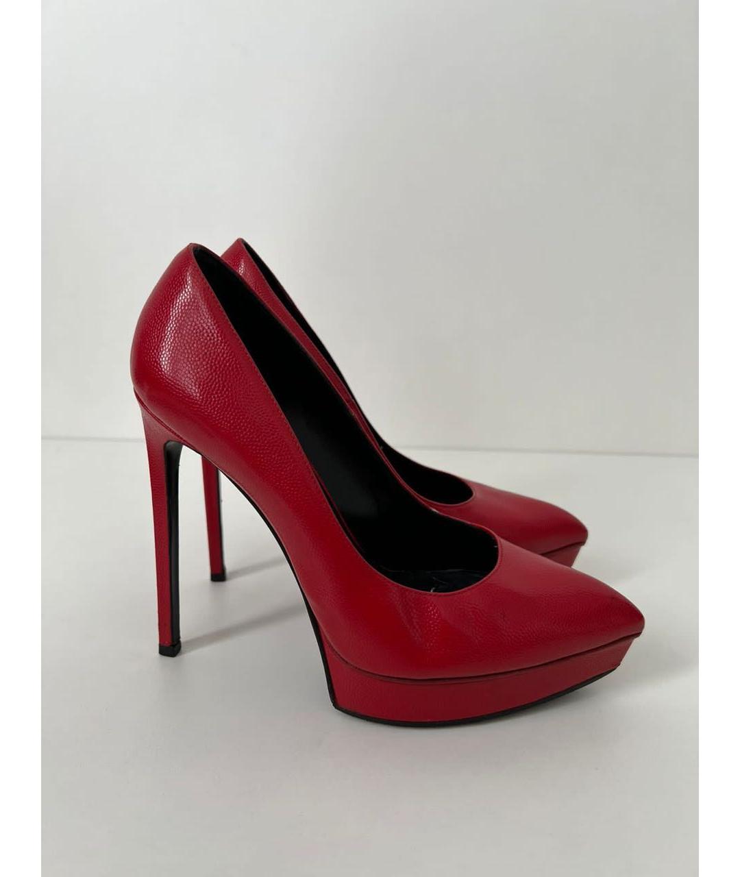 SAINT LAURENT Красные кожаные туфли, фото 9