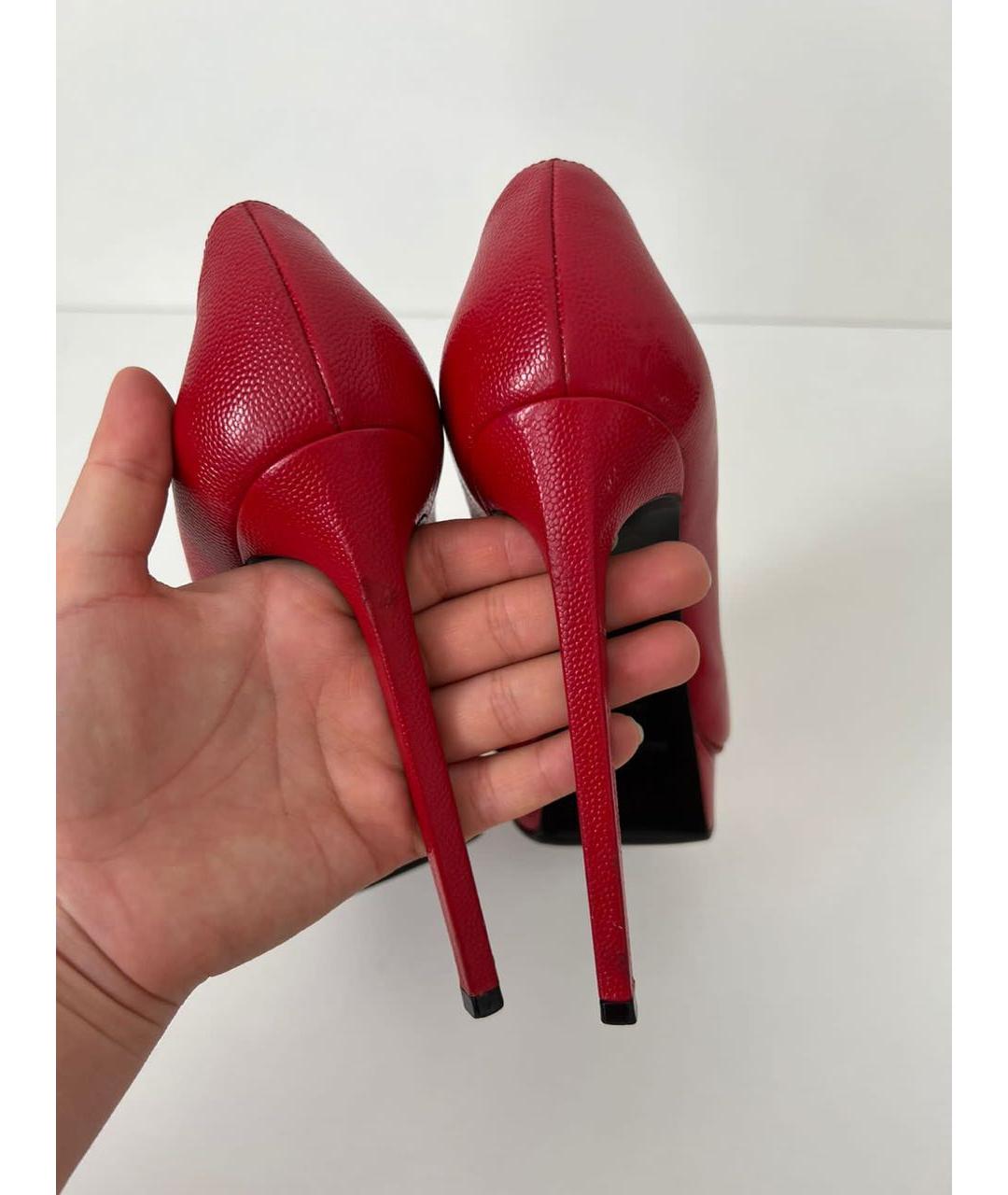 SAINT LAURENT Красные кожаные туфли, фото 6