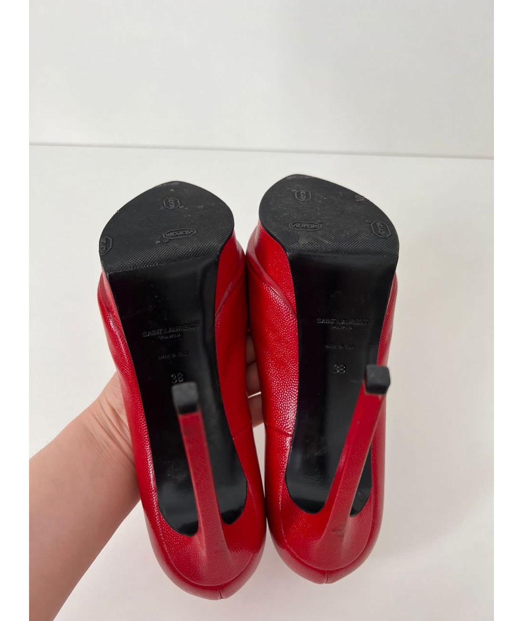 SAINT LAURENT Красные кожаные туфли, фото 5