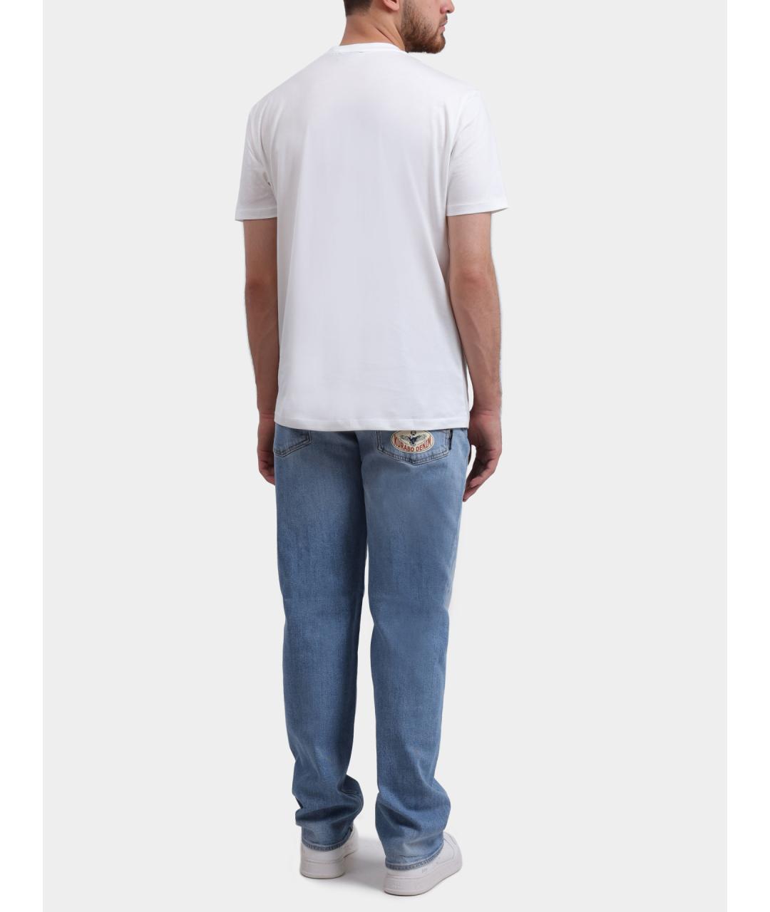 ARMANI EXCHANGE Голубые хлопковые прямые джинсы, фото 6