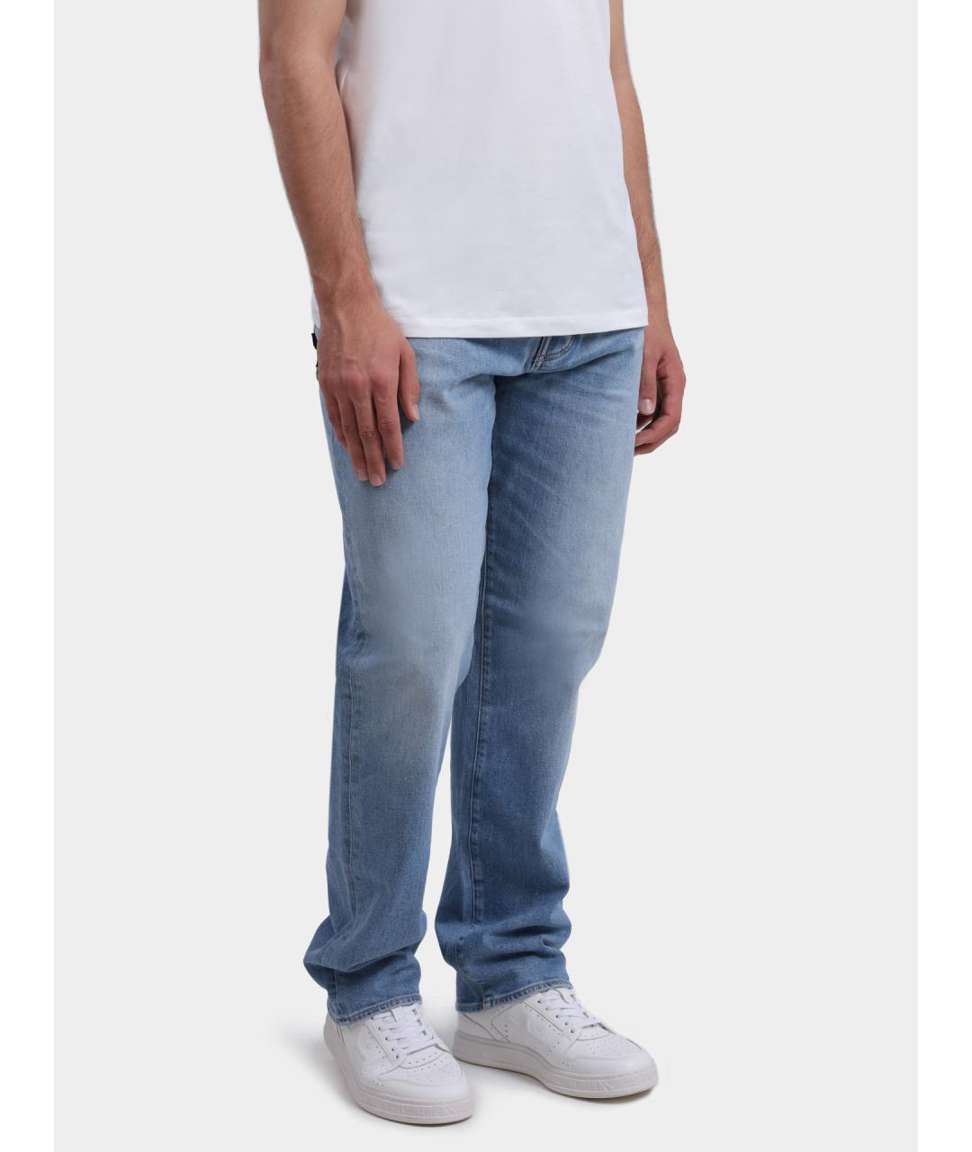 ARMANI EXCHANGE Голубые хлопковые прямые джинсы, фото 4