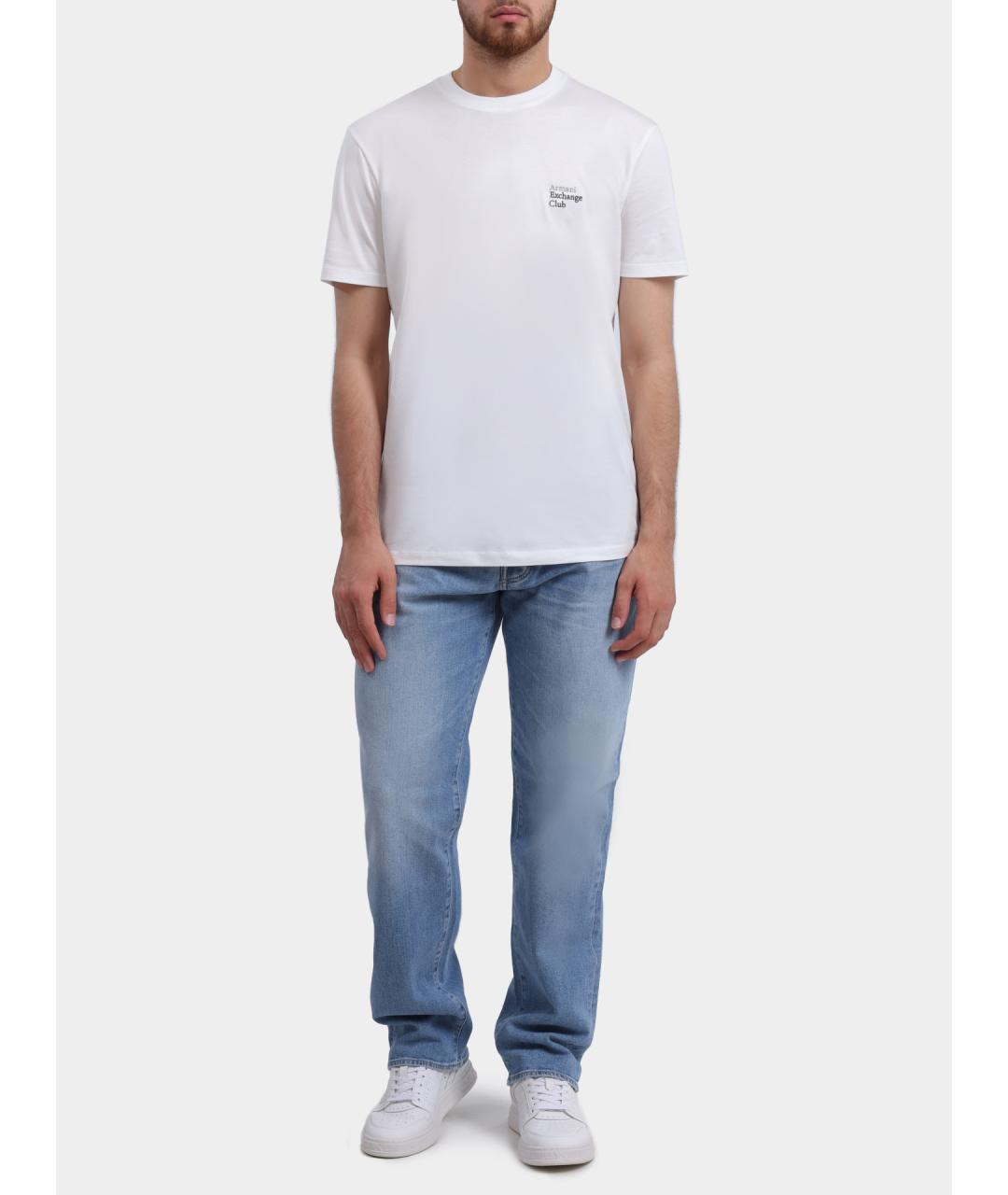 ARMANI EXCHANGE Голубые хлопковые прямые джинсы, фото 3