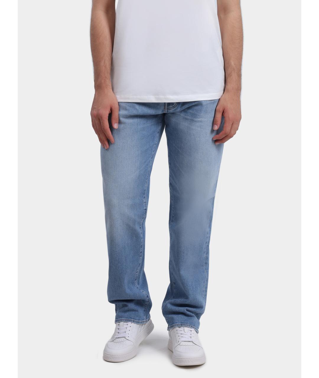 ARMANI EXCHANGE Голубые хлопковые прямые джинсы, фото 2