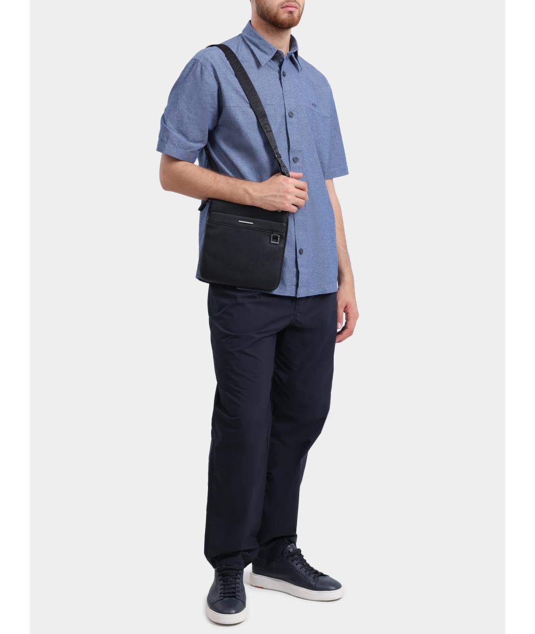ARMANI EXCHANGE Голубая хлопковая кэжуал рубашка, фото 3