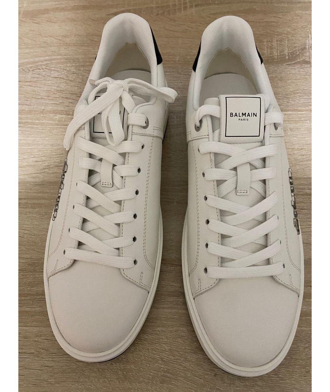BALMAIN Белые кожаные низкие кроссовки / кеды, фото 2