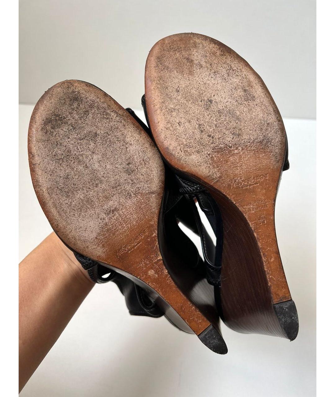 SAINT LAURENT Черные мюли, фото 4
