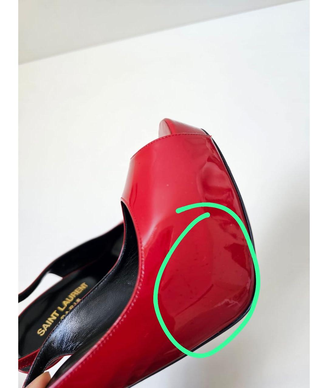 SAINT LAURENT Красные туфли из лакированной кожи, фото 8