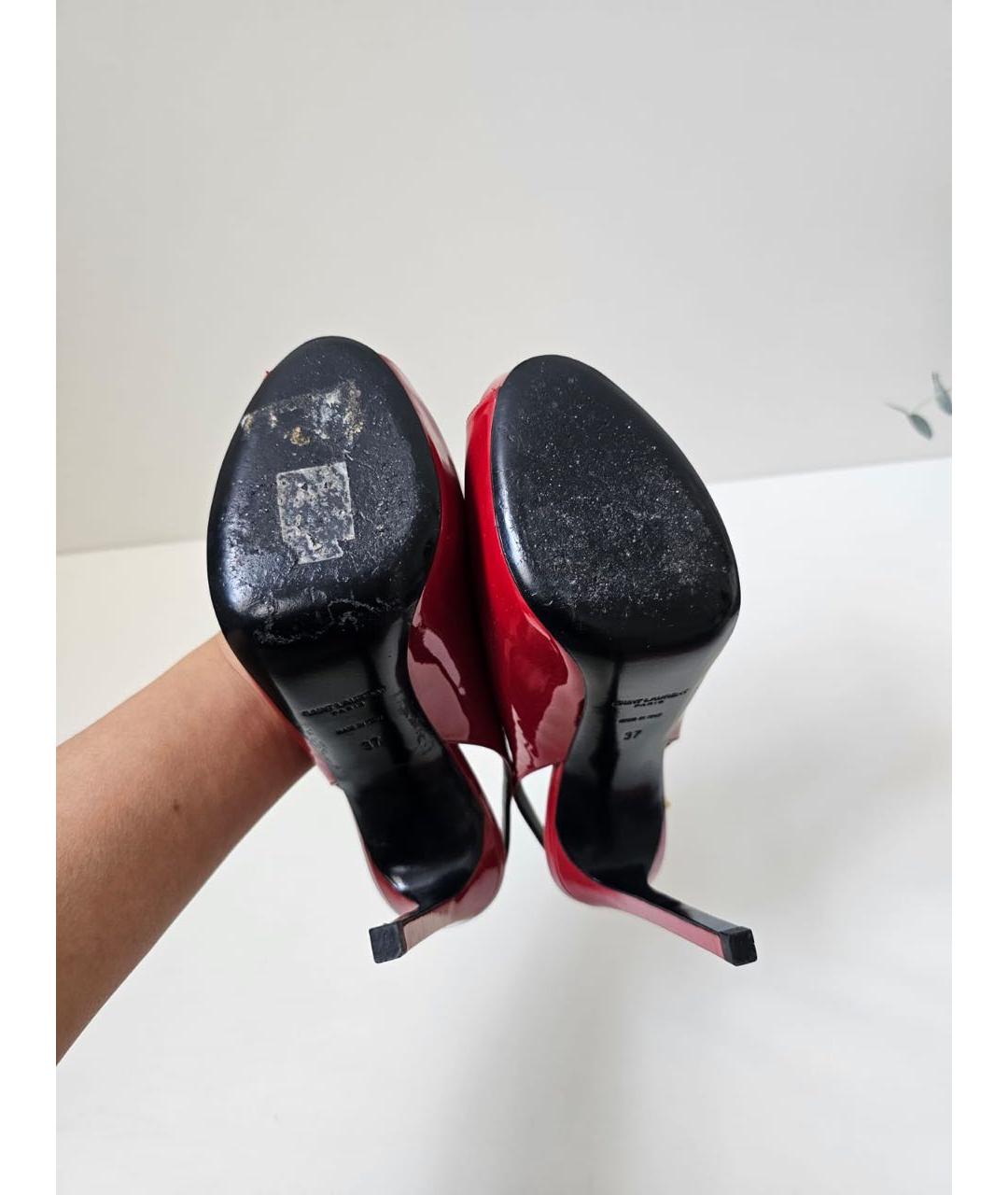 SAINT LAURENT Красные туфли из лакированной кожи, фото 4