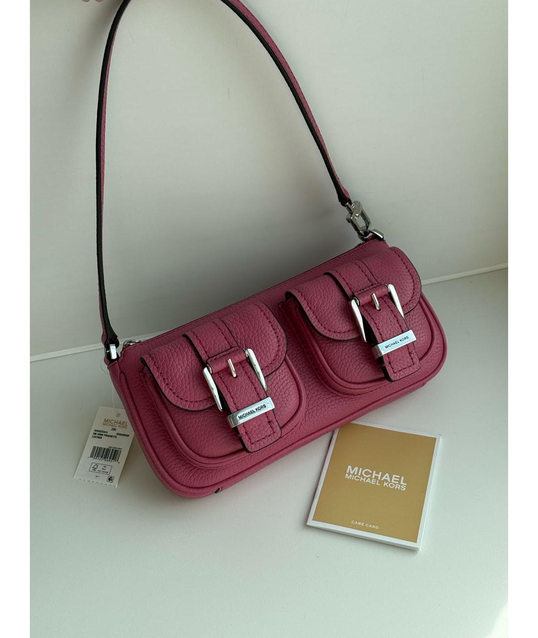 MICHAEL KORS Розовая кожаная сумка с короткими ручками, фото 2