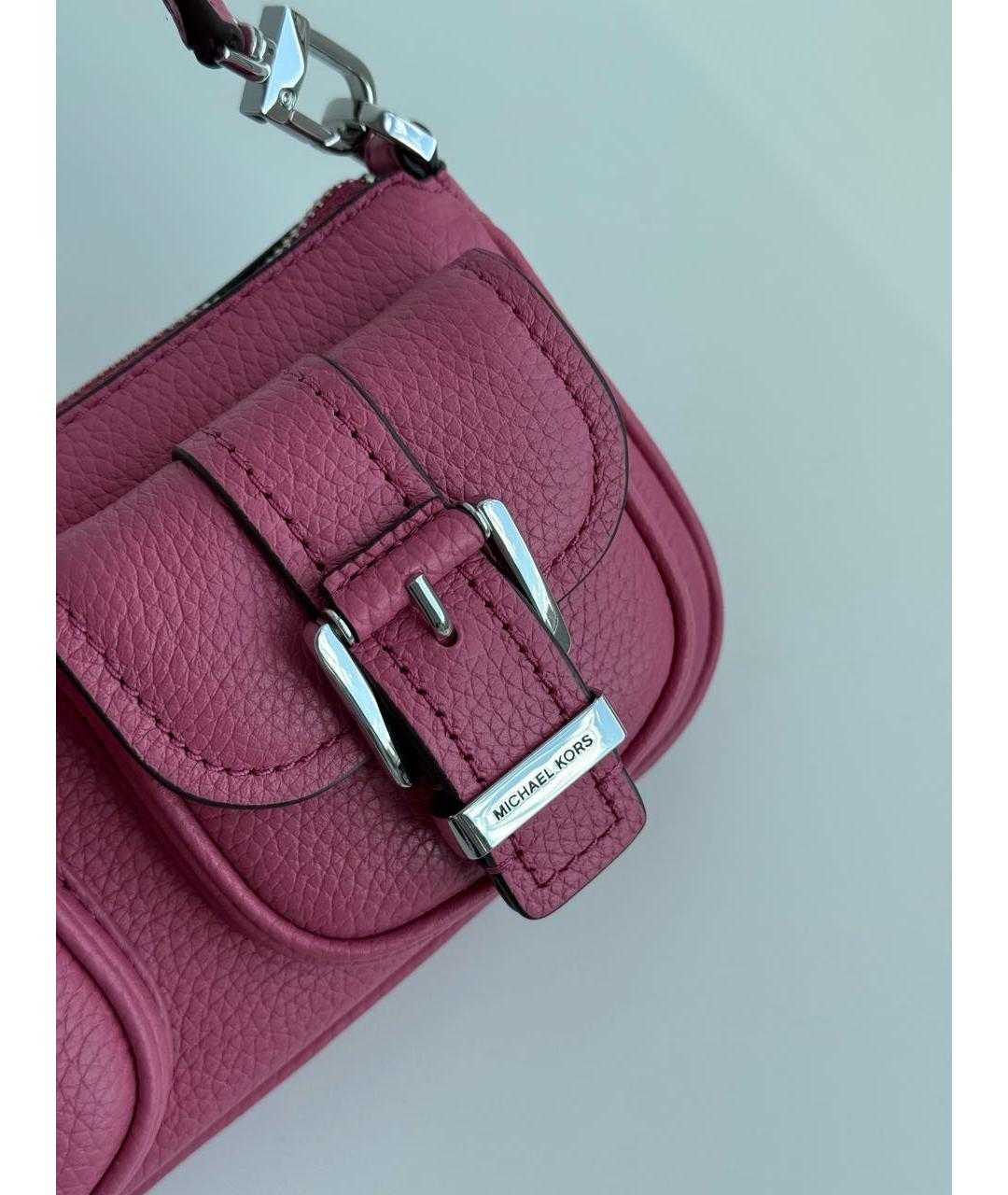 MICHAEL KORS Розовая кожаная сумка с короткими ручками, фото 8