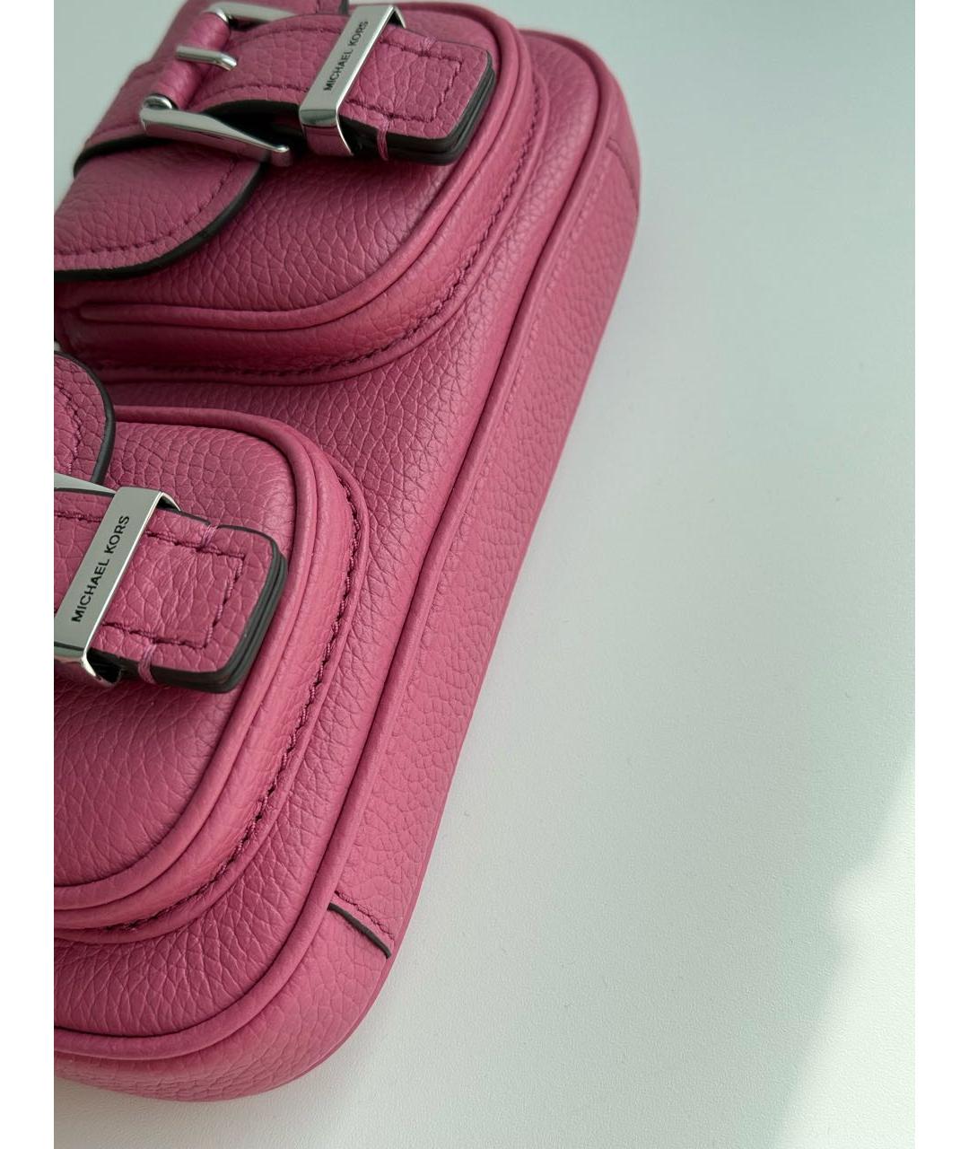 MICHAEL KORS Розовая кожаная сумка с короткими ручками, фото 7