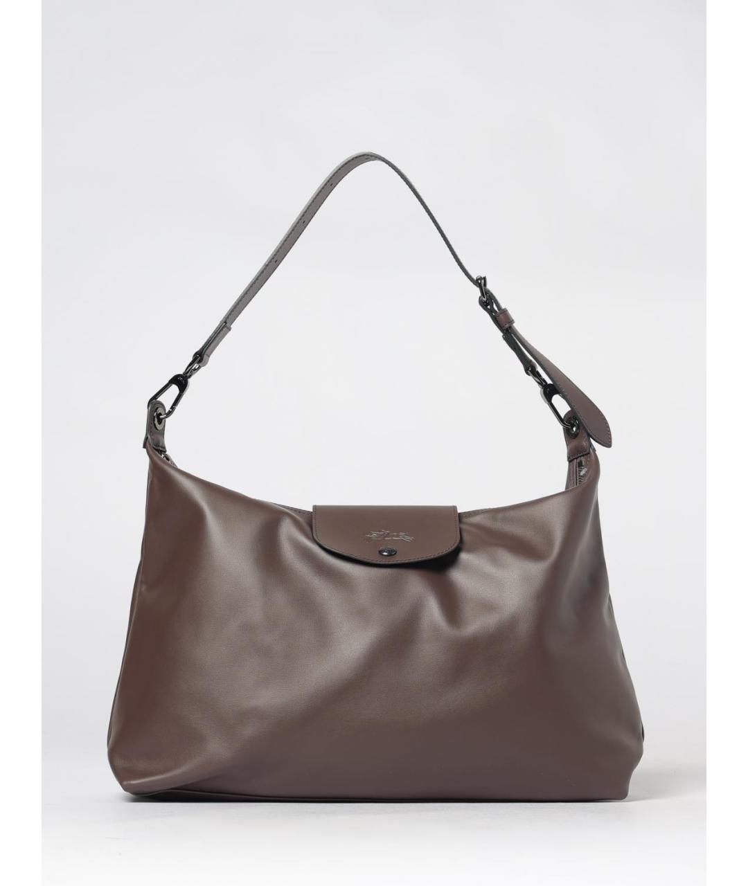 LONGCHAMP Коричневая кожаная сумка через плечо, фото 4