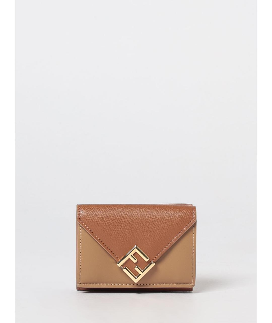 FENDI Бежевый кожаный кошелек, фото 4