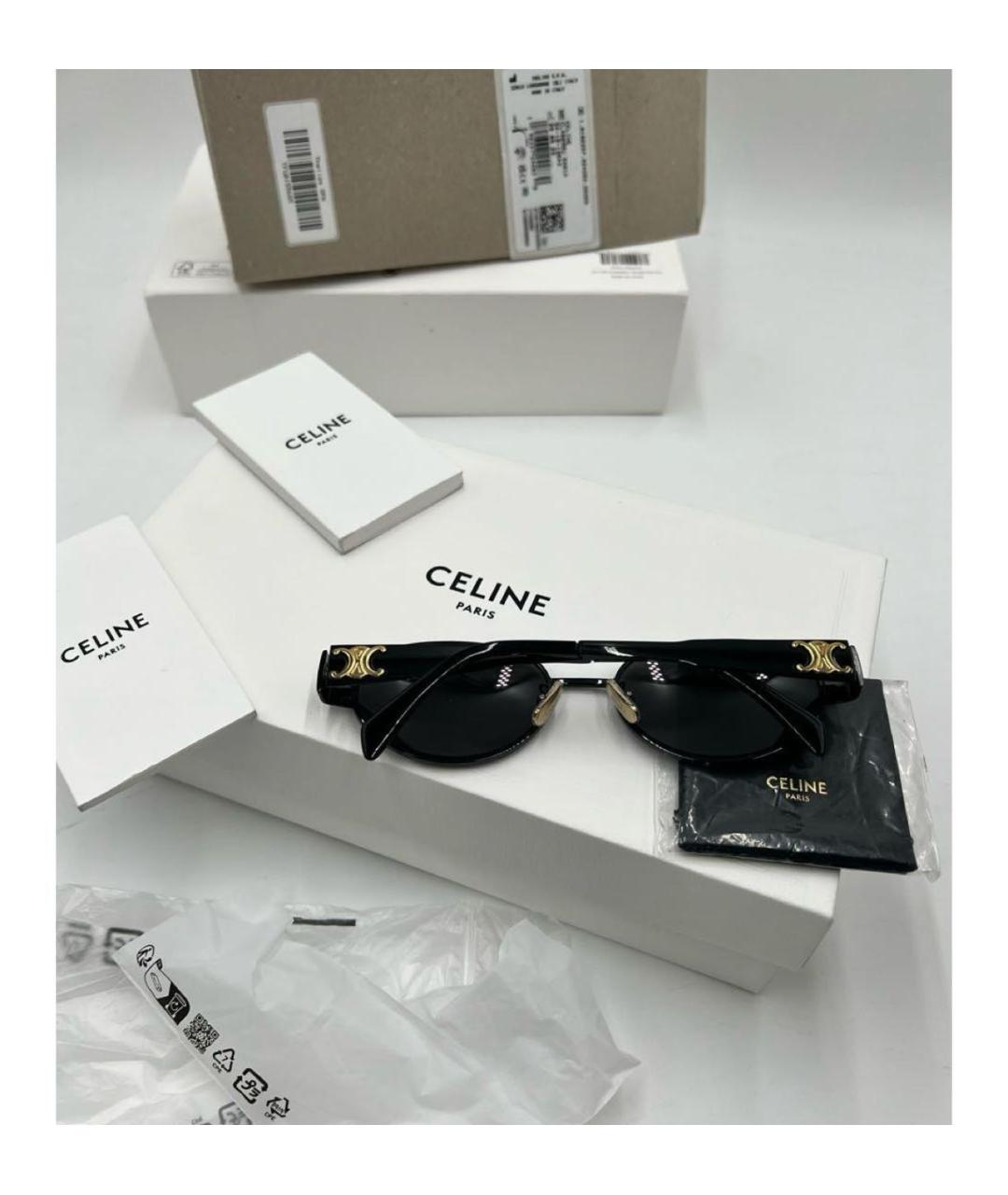 CELINE Черные металлические солнцезащитные очки, фото 6