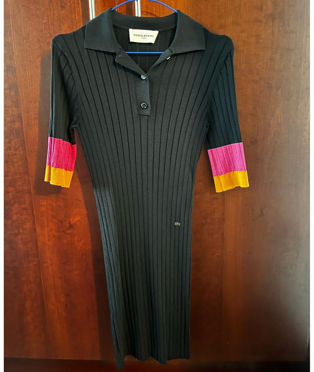 SONIA RYKIEL Черное вискозное повседневное платье, фото 7