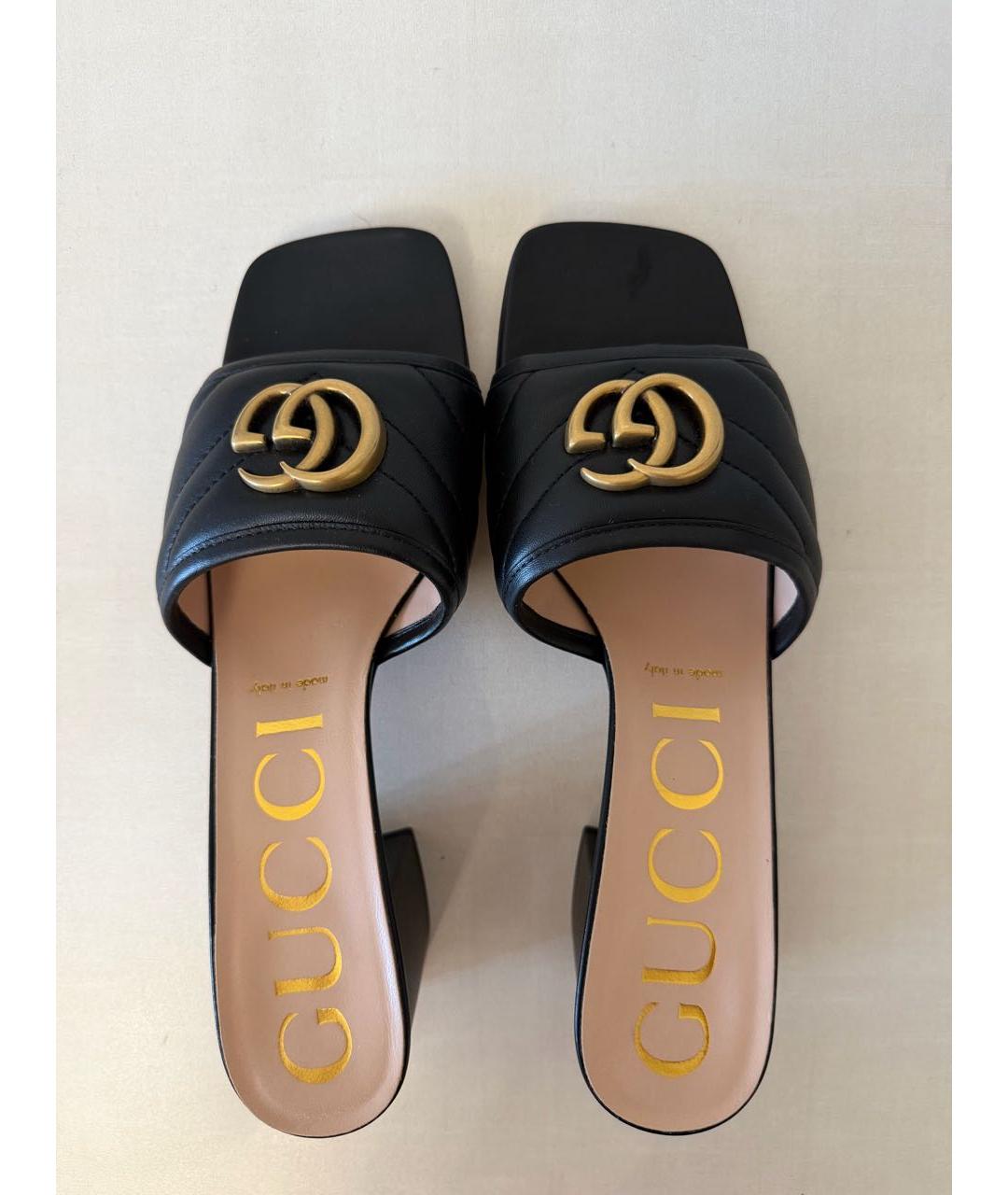 GUCCI Черные кожаные сабо, фото 3