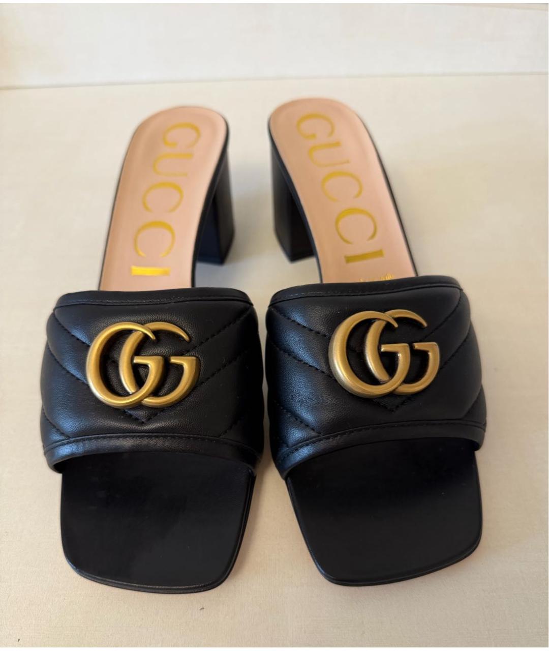 GUCCI Черные кожаные сабо, фото 2